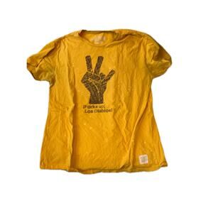 Retro Brand "Forks Up Los Diablos" Yellow T-Shirt Mens XL